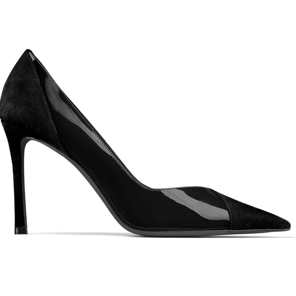 EUC Coutgo Womens Pointed Toe Black Suede Stiletto.
